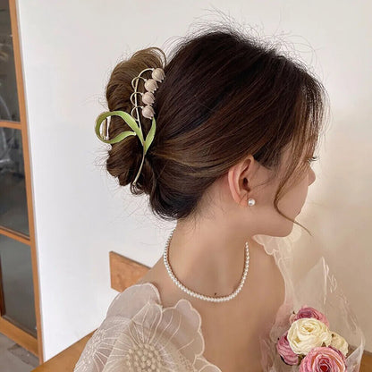 Women Hair Accessories Metal Lily Of The Valley Fashion Claws Hairclips Headwear