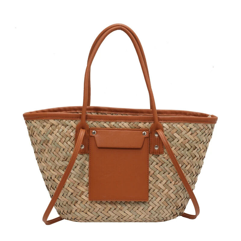 Summer Handmade Bags Women Straw Bags Woven Handle Handbags Bags Shoulder Bag