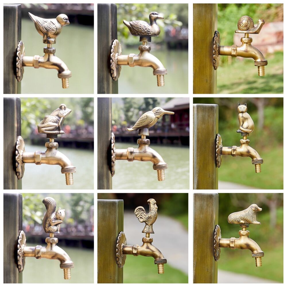 Decorative Garden Faucet Brass Animal Shape Bibcock Retro Tap Bathroom Accessory