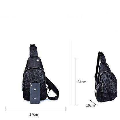 Men's Sling Backpack, 100% Genuine Leather Crocodile Crossbody Chest Bag Daypack