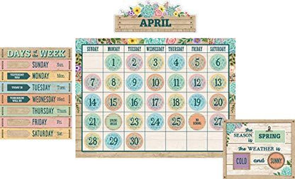Teacher Created Resources Blank calendar measures 24" x 18", Rustic Bloom