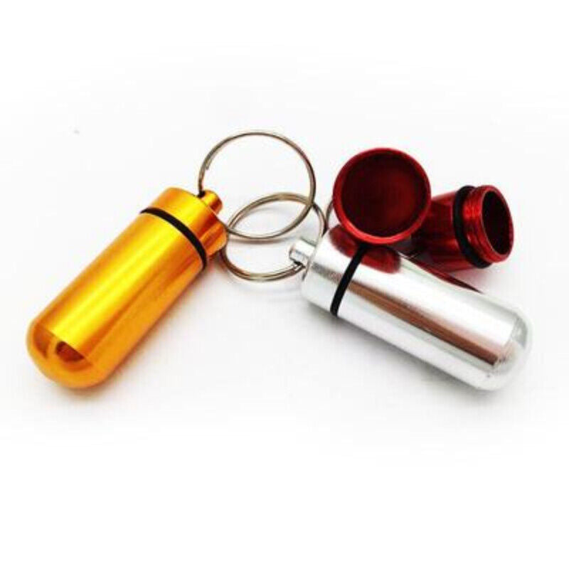 Cache Holder Keychain Box Health Care Waterproof Metal Pill Box