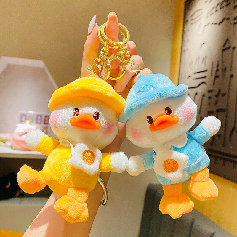 Cute Plush School Duck Soft Stuffed Toy Key Chain Cartoon Doll Keyring Bag Charm