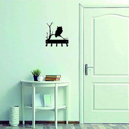 Owl Bird Key Rack Hanger Wall Mounted Hook UpMetal Wall Art Home Accessories