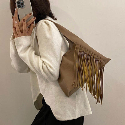 Small Handbag Women Spring Travel 2pcs/set Tassels Shoulder Bag
