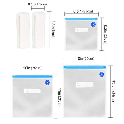 17pcs/set Reusable Vacuum Bag Food Saver Sealer Ziplock Storage Seal Pouch Bags