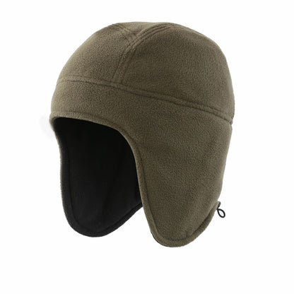 Men Women Warm Fleece Beanie Earflap Solid Color Adjustable Winter Hat Skull Cap