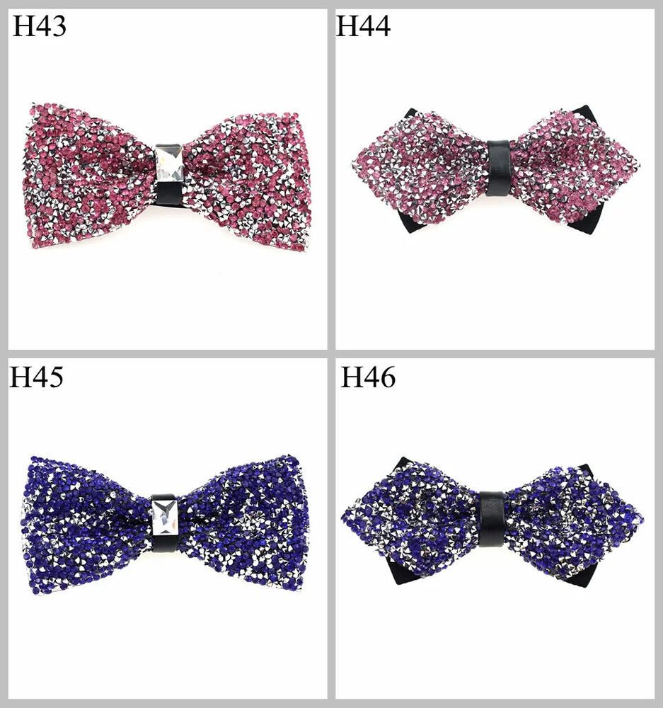 Men Bowtie Diamond Luxury Crystal Gem Tie Fashion Wedding Party Neckwear Banquet