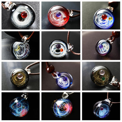 Necklace Pendant Nebula Cosmic Handmade Galaxy Men Women Jewelry 45cm Glass Rope