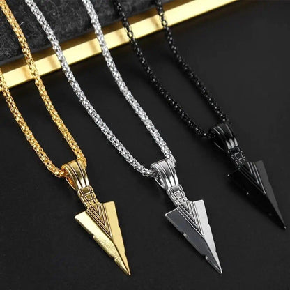 Stainless Steel Spear Arrowhead Arrow Head Pendant Chain Necklace For Men Boys