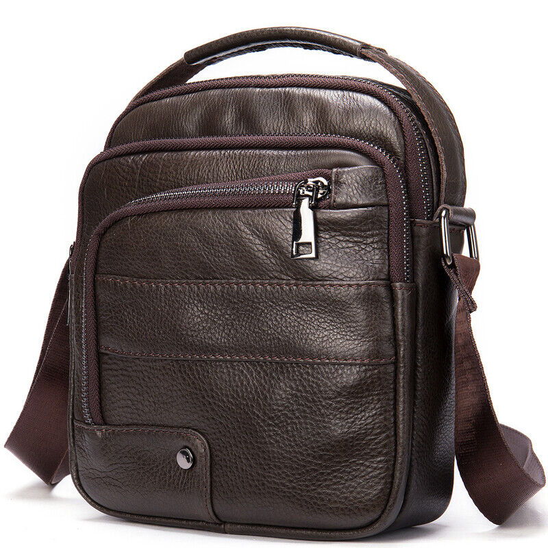 100% Genuine Leather Men's Messenger/Shoulder Bag 8" Handbags Crossbody Bags