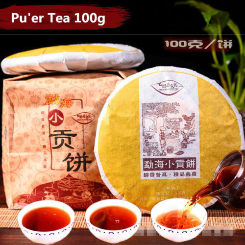 Yunnan Meng Hai Natural Cooked Pu-Erh Tea Ancient Tree Pressed Black Tea 100g