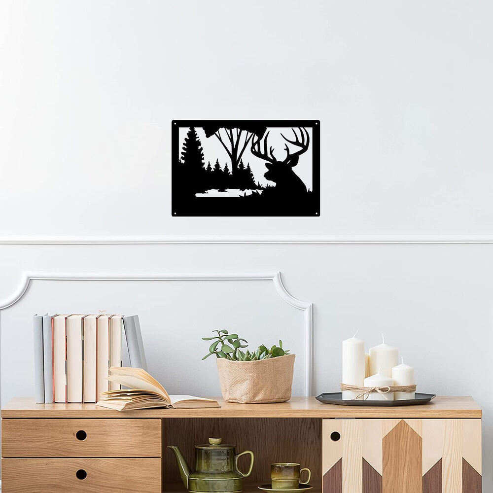 Wildlife Deer Wall Art - Lone Buck - Size 13.8" x 9" Metal Wall Art
