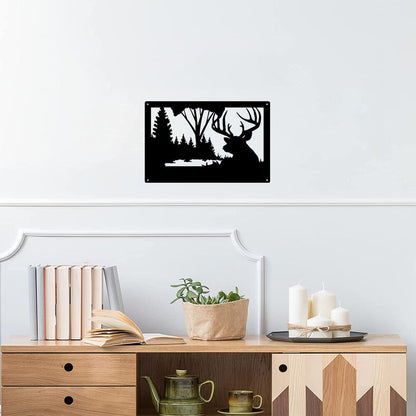 Wildlife Deer Wall Art - Lone Buck - Size 13.8" x 9" Metal Wall Art