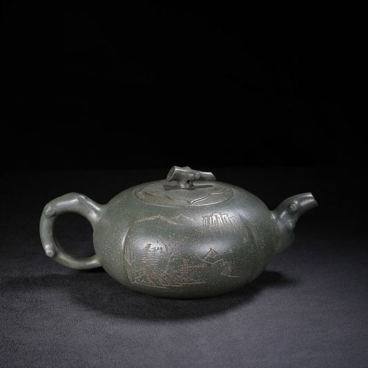 Chinese Yixing Zisha Clay Handmade Exquisite Teapot （柿扁 盖款：唐风芝印）