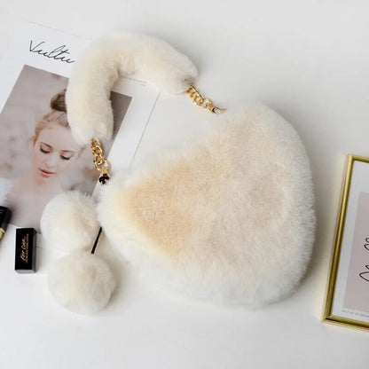 Winter Bag Women Faux Fur Totes Underarm Handbags Party Shoulder Bags