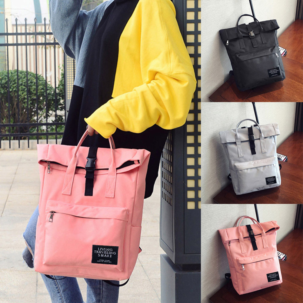 Women's Ladies Casual Nylon Zipper Hasp Handbag School Bag Travel Backpack Bag