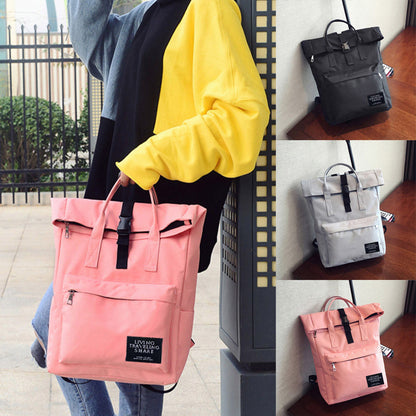 Women's Ladies Casual Nylon Zipper Hasp Handbag School Bag Travel Backpack Bag