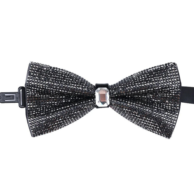 Men Rhinestone Bow Tie Shining Crystal Collar Bowtie Luxury Wedding Banquet Knot
