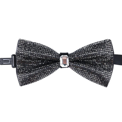 Men Rhinestone Bow Tie Shining Crystal Collar Bowtie Luxury Wedding Banquet Knot