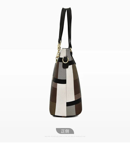 Six Piece Women's Bag Checkered Single Shoulder Crossbody Simple Handbag