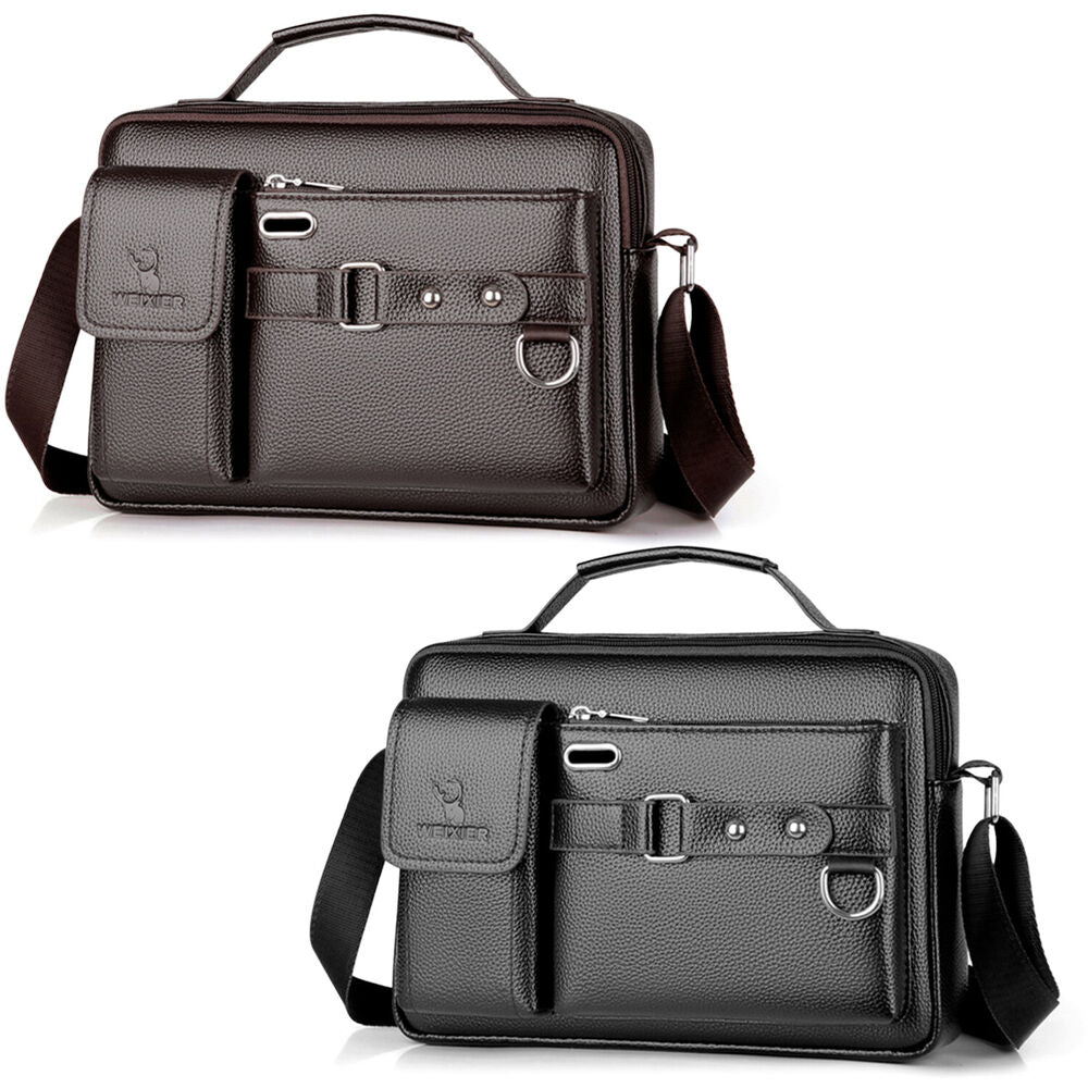 Men's Leather Messenger Bag Waterproof Handbag Cross Body Tote Shoulder Satchel