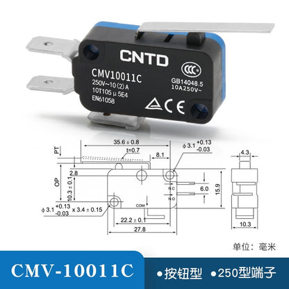 20pcs CNTD Limit Switch CMV10 Micro Button Long Handle Open Limit Sensor Roller