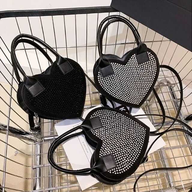 Rhinestone Heart Shaped Women's Handbag New Shoulder Bag Crossbody Handbag