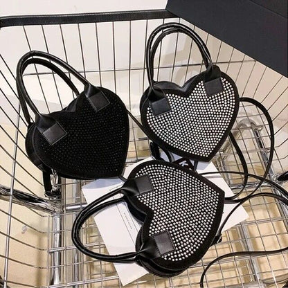 Rhinestone Heart Shaped Women's Handbag New Shoulder Bag Crossbody Handbag