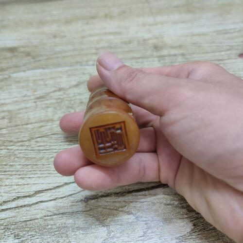 Old Peking Chinese Carved Stone Snuff Bottle Shoushan bamboo Statue Calligraphy