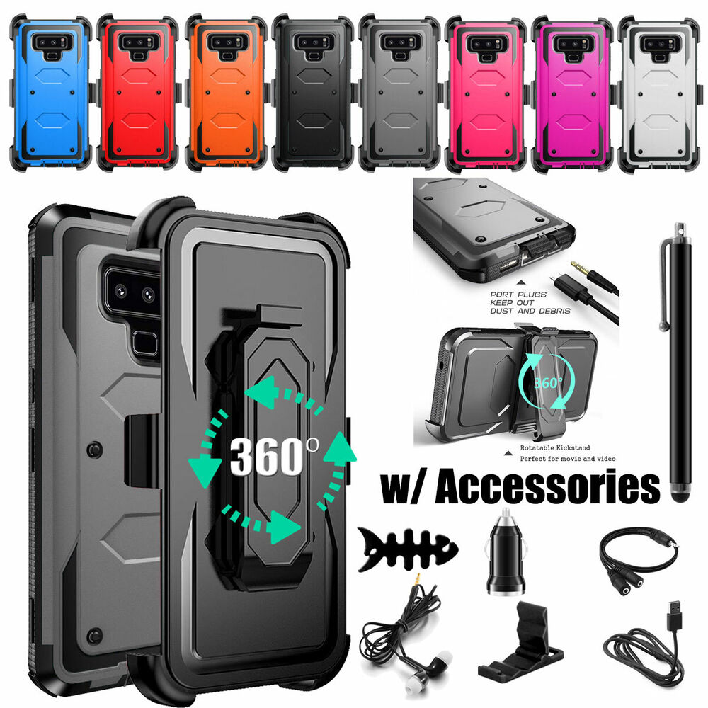 For Samsung Galaxy Note 9 Heavy Duty Clip Holder Case Cover, w/ Accessories