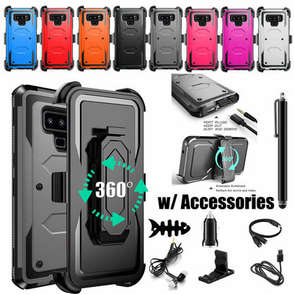 For Samsung Galaxy Note 9 Heavy Duty Clip Holder Case Cover, w/ Accessories