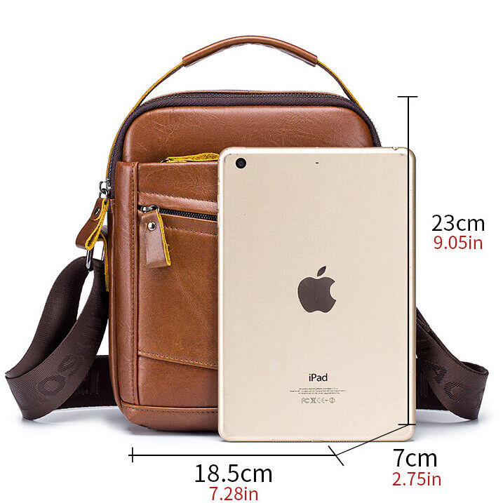 100% Genuine Leather Men's Sling Shoulder/Messenger Bag Business Zipper Handbag