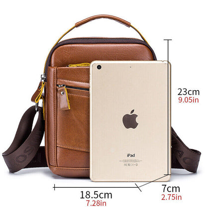 100% Genuine Leather Men's Sling Shoulder/Messenger Bag Business Zipper Handbag