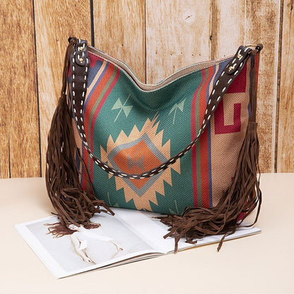 Woman Bags Female Handbag Hand Canvas Linen Shoulder Crossbody Bags Tassel