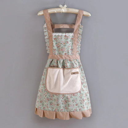 Cooking Aprons Cotton Canvas Floral Home Kitchen Fashion Thin Breathable 65x65cm