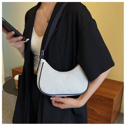 Synthetic Leather Handbags Zipper Small Shoulder Bag Casual fold Tote Half-Moon