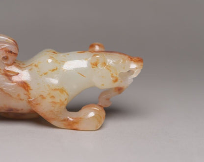 Chinese Antique Hetian Jade Carved Sculpture Exquisite Beast Statue Figurines