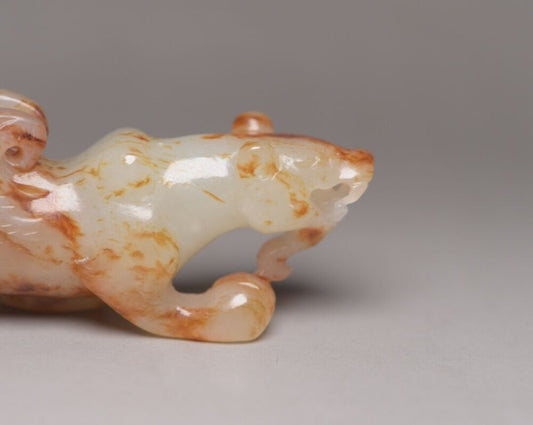Chinese Antique Hetian Jade Carved Sculpture Exquisite Beast Statue Figurines