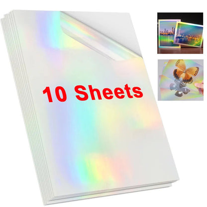Photo Paper A4 Self-Adhesive Stickers 10 Sheets Holographic Cold Laminating Film
