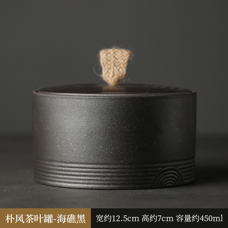 Coarse Pottery Tea Jar Sealed Jar Ceramic Household Tea Storage Box Storage Jar