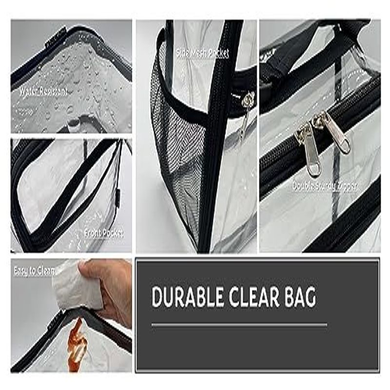 A.TO.Z.MONS Clear Lunch Bag, Box transparent bag Stadium Black