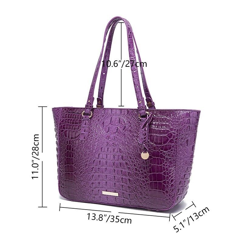 Patent Leather Women's Crocodile Handle Underarm Tote, Shoulder Party Bag Purple