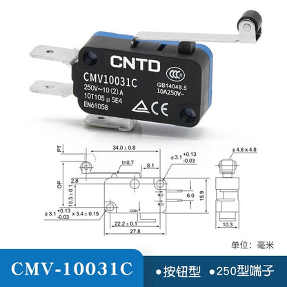 20pcs CNTD Limit Switch CMV10 Micro Button Long Handle Open Limit Sensor Roller
