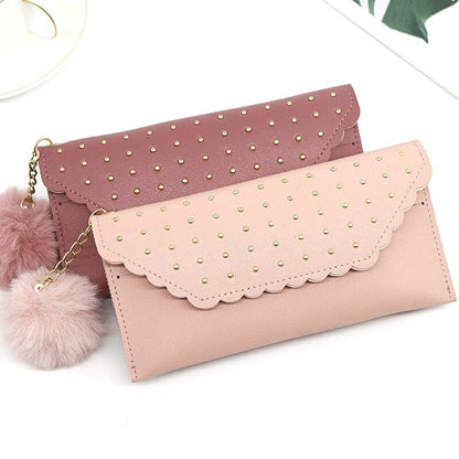 Wallet Retro Rivet Hasp Long Wallet Card Purse Synthetic Leather Phone Bag Purse