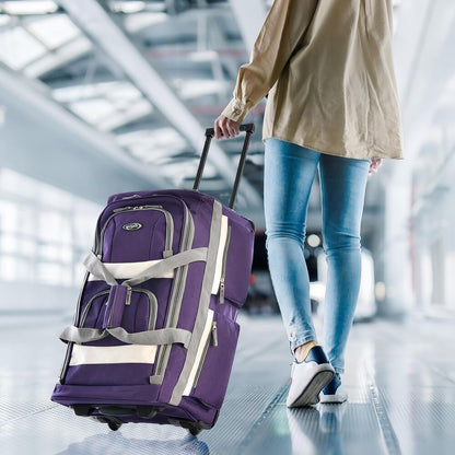 Olympia 8 Pocket Large Rolling Duffle Bag, Garment 29 inch, Dark Lavender