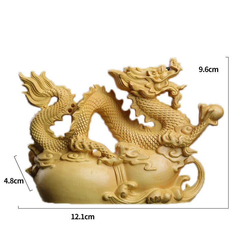 12cm Boxwood Animal Sculpture Boxwood Wood Statue Real Wood dragon Office Wood