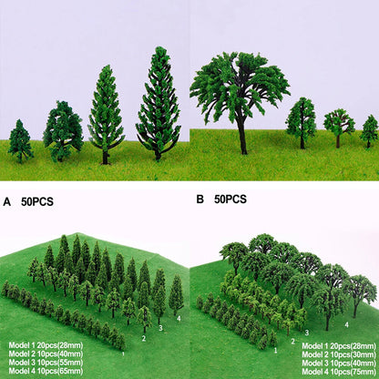 Artificial Miniature Tree 50Pcs Plastic Train Model Scenery Railroad Decorations