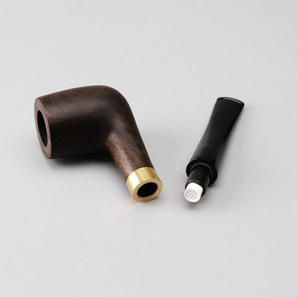 Handmade Ebony Wood Black Smoking Pipes 8mm Filter Tobacco Wooden Straight Pipe
