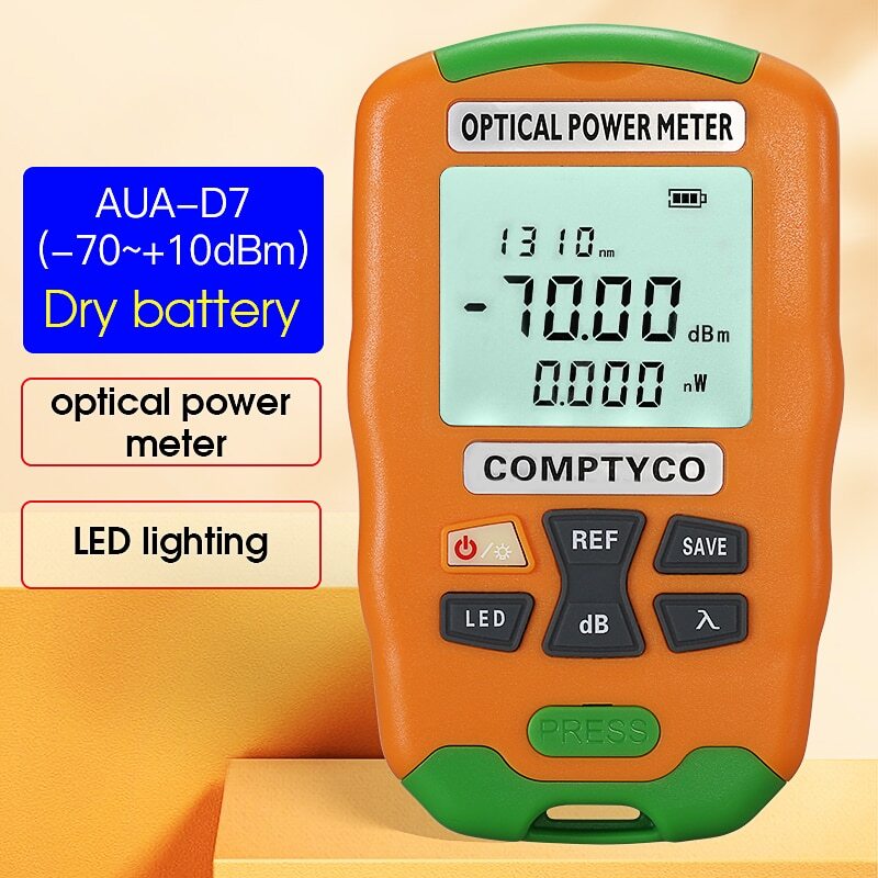 AUA-D7 Handheld Fiber mini Optical Power Meter with LED Lighting -70+10dBm